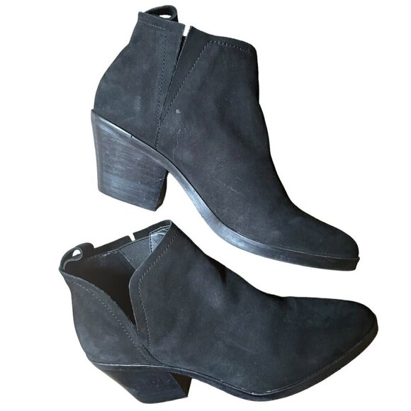 Steve‎ Madden Ankle Booties Black Fresko Suede Boho Western Block Heel Size 6 - Picture 1 of 10